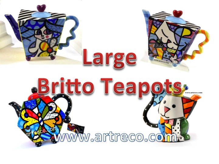 Britto Large Teapot: Cheek to Cheek - Artreco