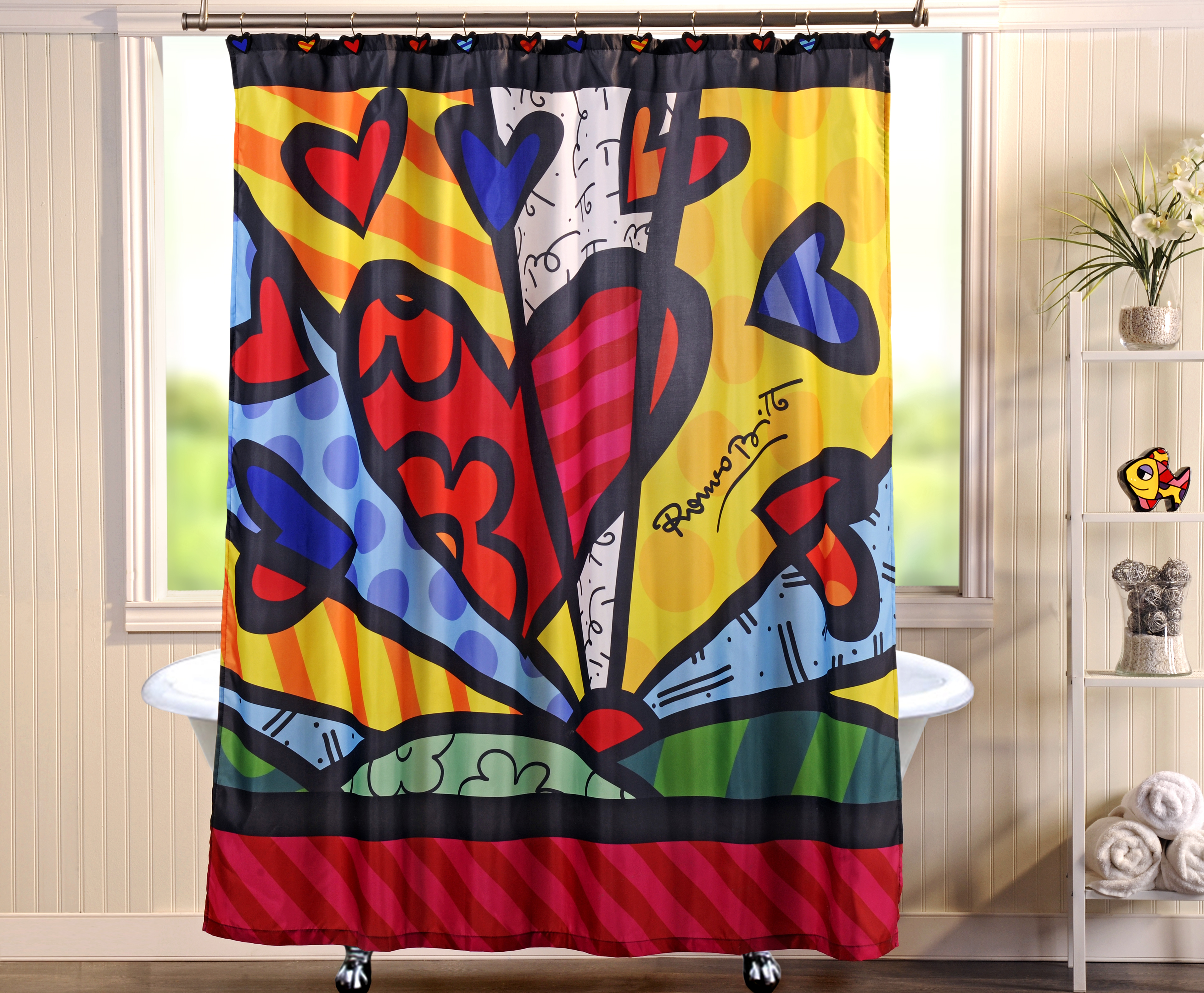 New Day Design Set of 12 NEW #333022 Romero Britto Shower Curtain Hooks 
