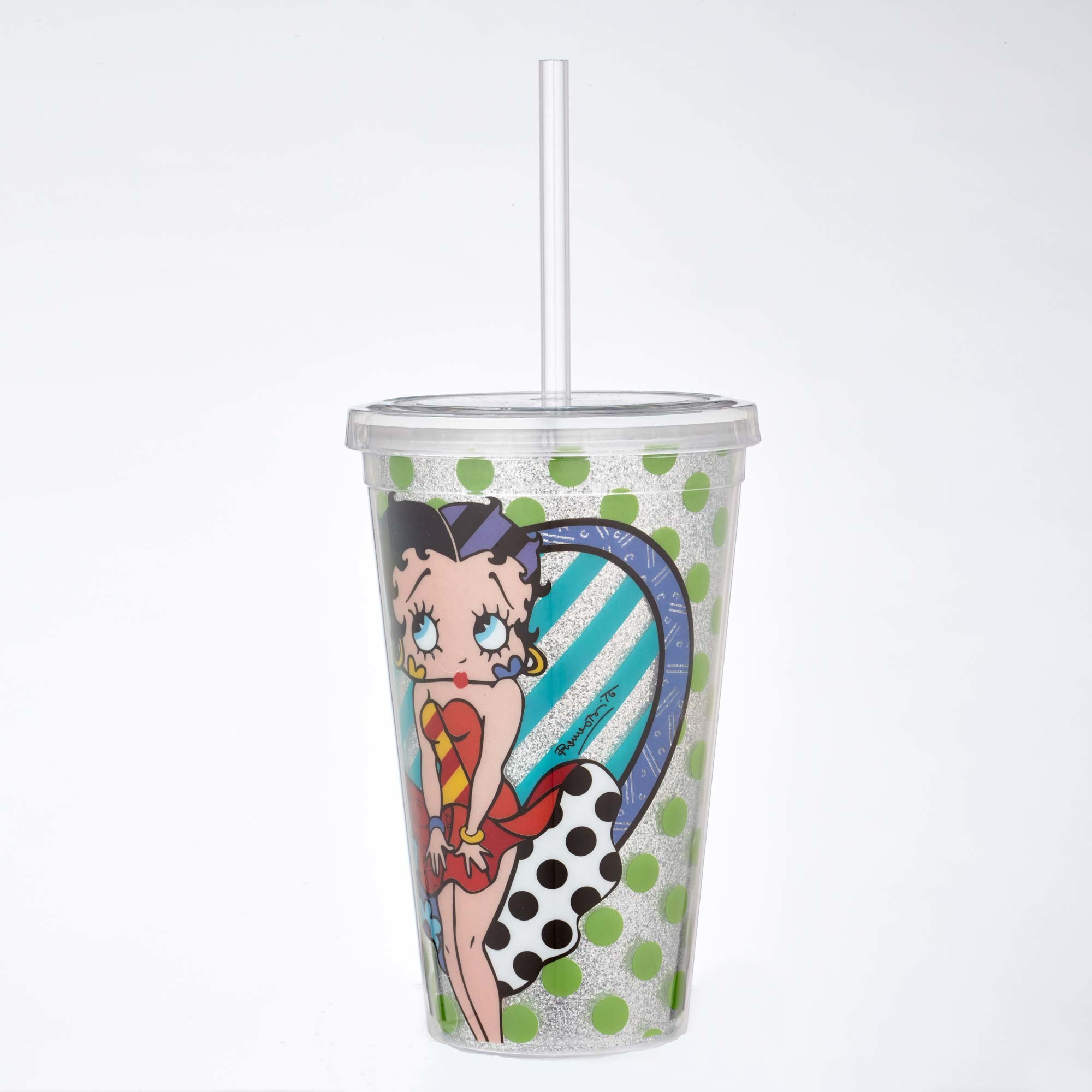 Betty Boop Green with Glitter Tumbler Cup by Britto - Artreco