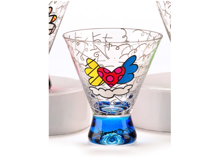 Romero Britto 331642 7.8 oz. Martini glass with the Fun design by Romero  Britto