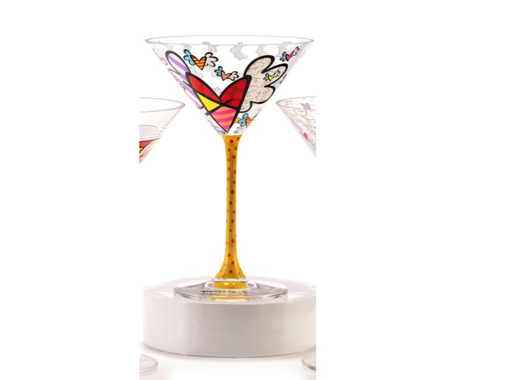 Romero Britto Short Martini Glass : Yellow Base - Artreco