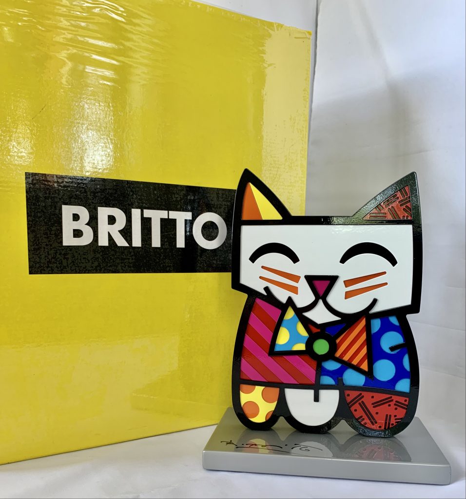 Romero Britto Silver Base Sculpture: Garden Butterfly - Artreco